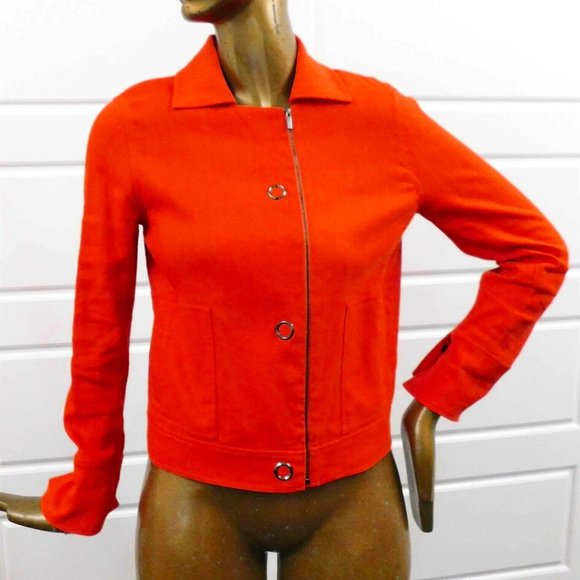 St John Orange Linen Blend Jacket sz‎ M - Picture 1 of 5